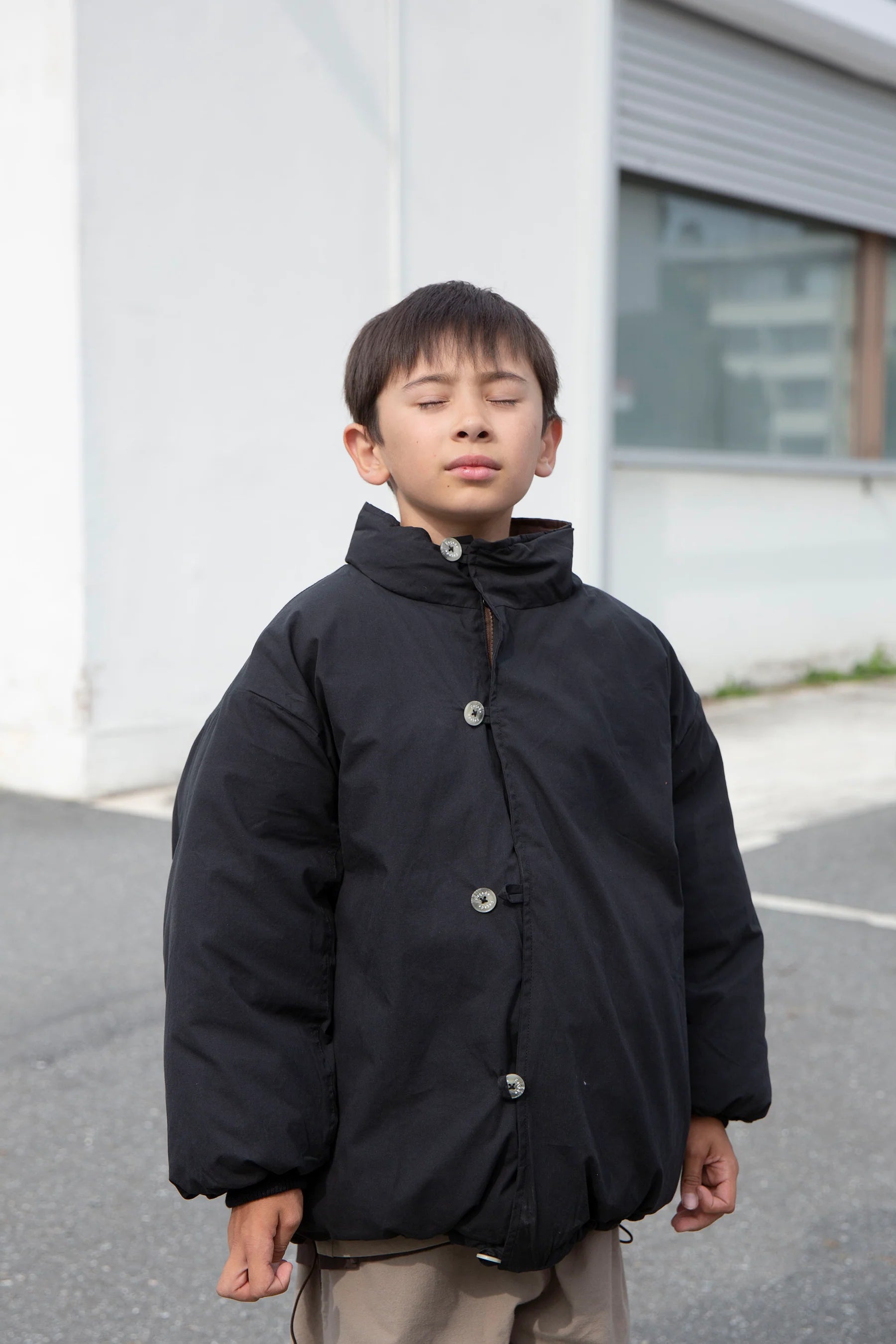 SUNO REVERSIBLE JACKET - BLACK/COFFEE