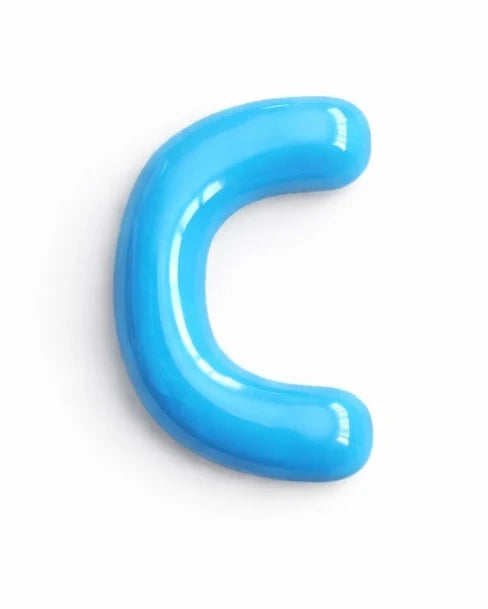 A glossy, bright blue C-shaped silicone or rubber accessory, likely a mouthguard, dental dam, or protective insert, shown on a plain white background.
