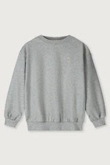 A light gray heather crewneck sweatshirt with long sleeves and elastic cuffs, shown flat against a light gray background.