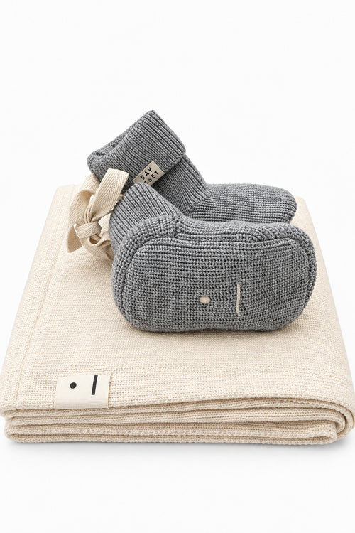 Baby knitted booties Gray Mel