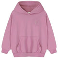 Bubblegum pullover hoodie with a small white embroidered logo on the left chest, displayed on a clean white background.