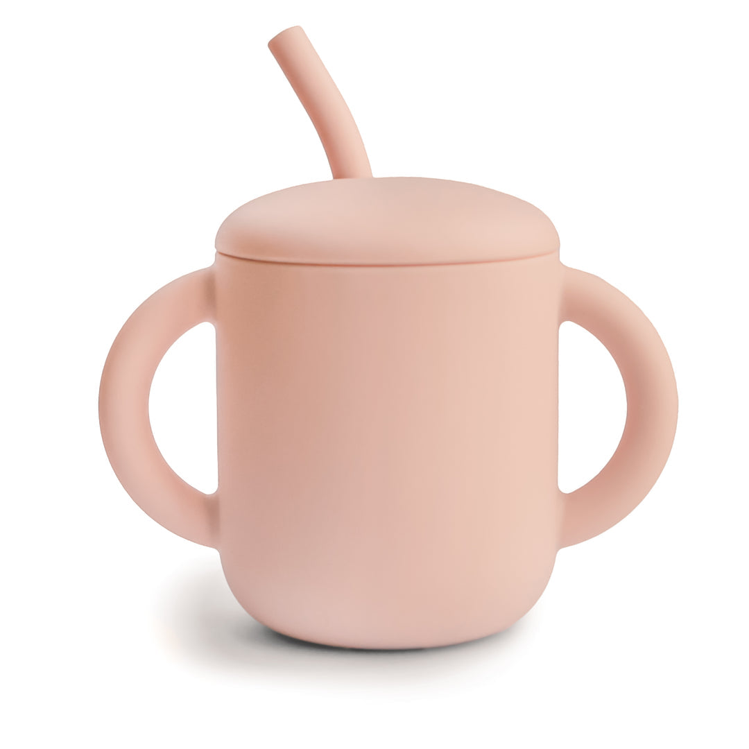 Silicone Training Cup + Straw Blush