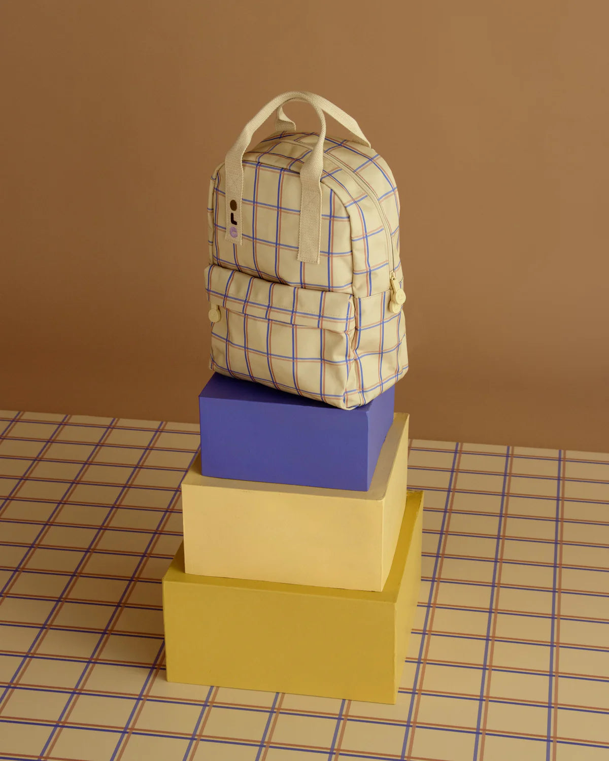 Ole · rugzak medium · tartan · vanille