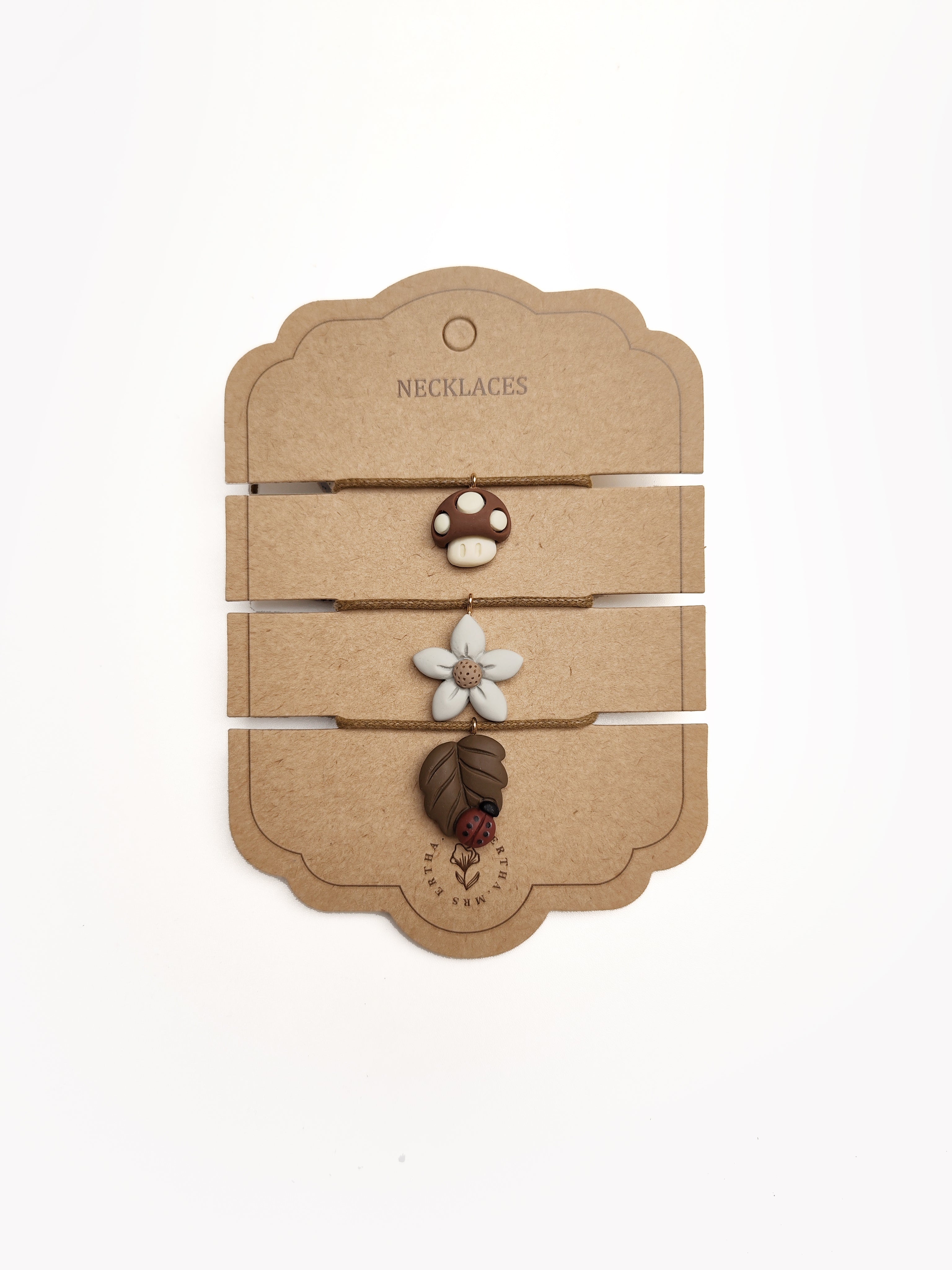 Mrs Ertha Pack 3 Kettingen - Paddenstoel + Bloemen + Blad