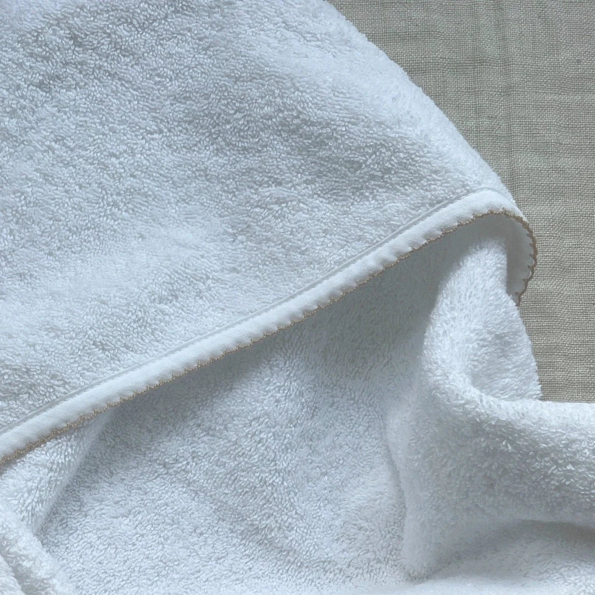 Hooded Towel with Edge detail Beige