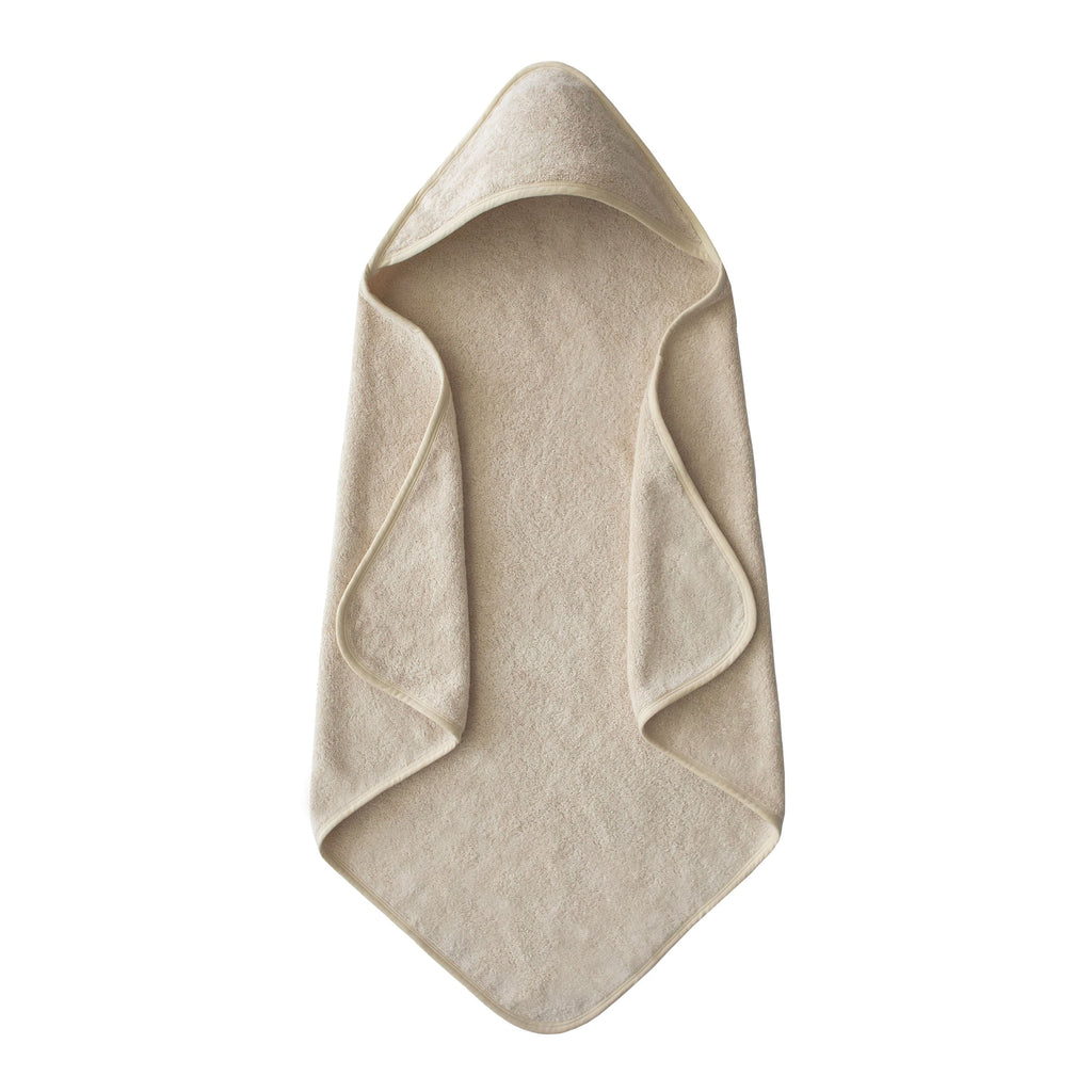 Beige hooded towel on a white background