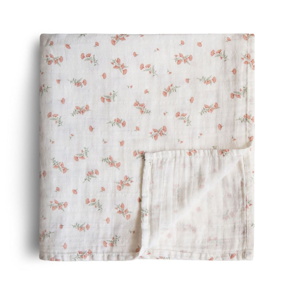 Floral patterned fabric on a white background