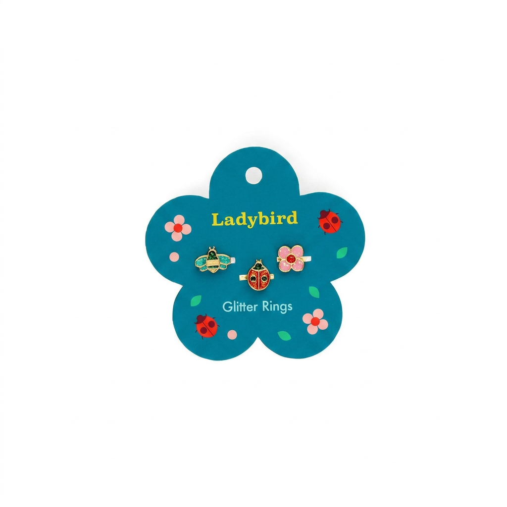Glitter rings (set of 3) - Ladybug