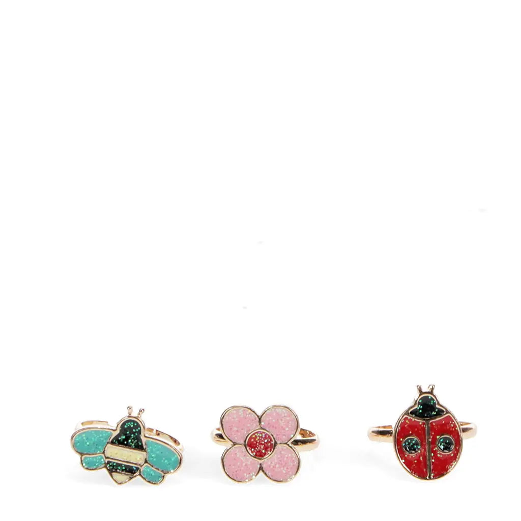 Glitter rings (set of 3) - Ladybug