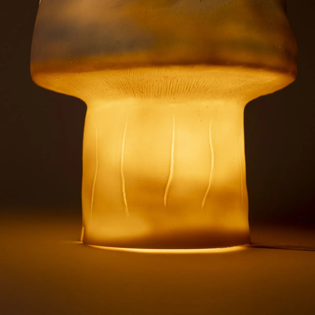 Blue mushroom lamp with dimmer