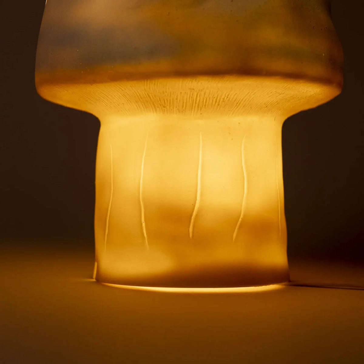 Blue mushroom lamp with dimmer