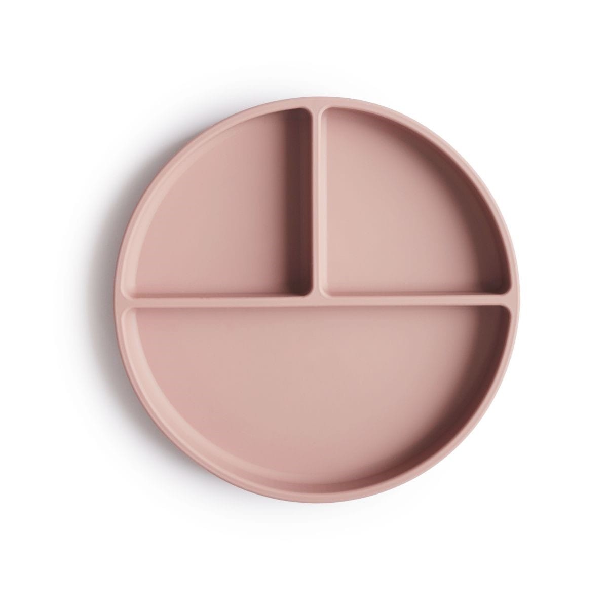 Pink divided plate on a white background