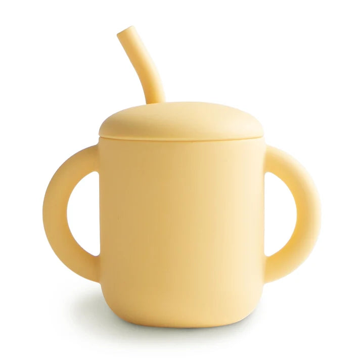 Silicone training cup + straw - Pale Daffodil