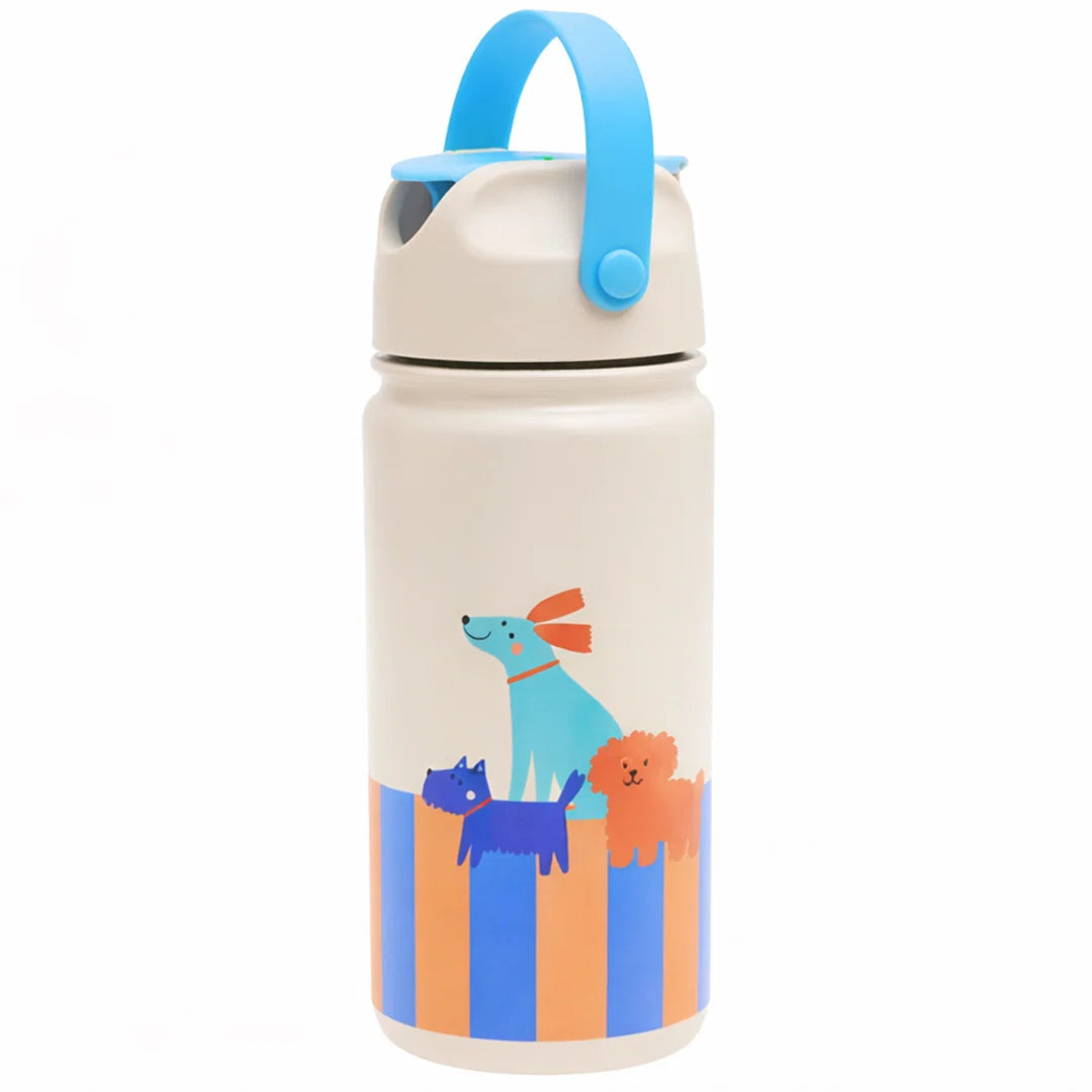 dogs on the picture on steel bottle 